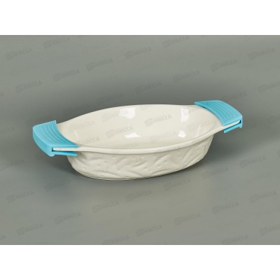 Форма для запекания JEWEL фарфор 26см с силиконовыми ручками овальная ПП00035-08