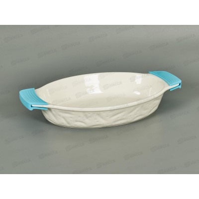 Форма для запекания JEWEL фарфор 32см с силиконовыми ручками овальная ПП00038-08