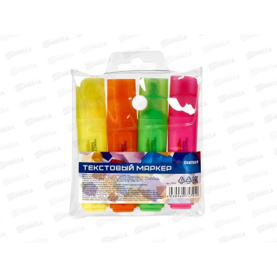 Маркеры  CENTRUM текст. 4цв, роз,желт.,зел.,оранж. 74791 *36