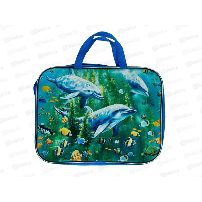 Папка на молнии BEIFA Дельфины А4 широка, с ручками  А4-7С133 *1/25