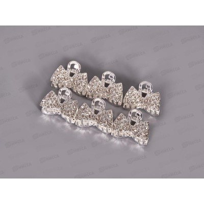 Крабик металл 3см &quotБант&quot п/сер со страз №10345 (6шт упаковка)