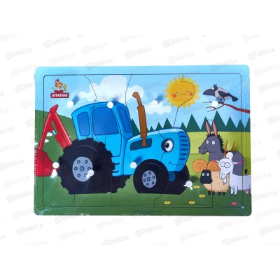 Рамка-вкладыш деревянная с ручками Синий трактор 28*19,5см STR62 Рамка-вкладыш деревянная с ручками Синий трактор 28*19,5см STR62