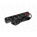 Сетевой фильтр LIRA LRFI143B, 4 розетки, с заземлением, с выключателем, 2 x USB, 1 x typeC,
