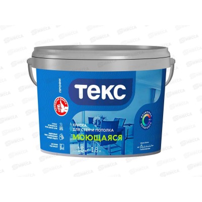 Краска для стен и потолка Моющаяся Текс Профи А 1,8л