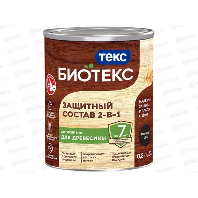 Защитный состав 2-в-1Текс Биотекс мореный дуб 0,8л Защитный состав 2-в-1Текс Биотекс мореный дуб 0,8л