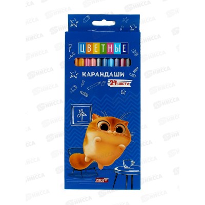Карандаши 24цв Profit Котенок Мяу, пластик, 2М, КЦ-2631 *12 Карандаши 24цв Profit Котенок Мяу, пластик, 2М, КЦ-2631 *12