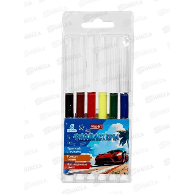 Фломастеры  6цв. Profit Авто, невен., ФЛ-2548 блистер *48/480