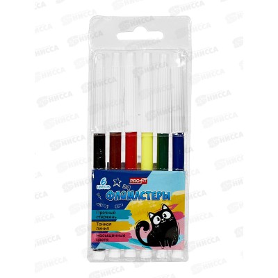 Фломастеры 6цв. Profit Котята, невен., ФЛ-2549 блистер *48 Фломастеры 6цв. Profit Котята, невен., ФЛ-2549 блистер *48