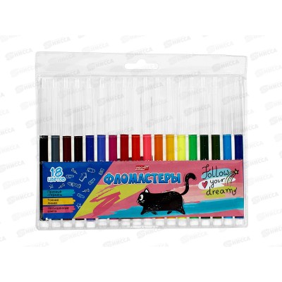 Фломастеры 18цв. Profit Котята, невен., ФЛ-2553 блистер *12/144