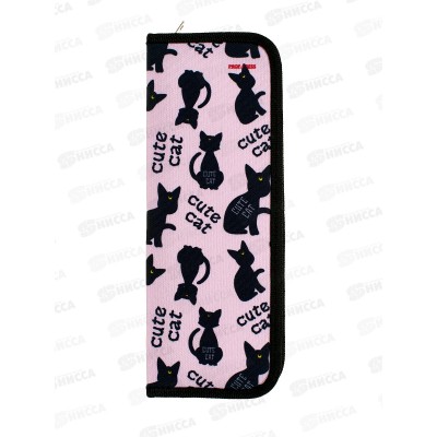 Пенал для кистей ПП Кошка на розовом, 100*270, ткань, ПН-9556 *50