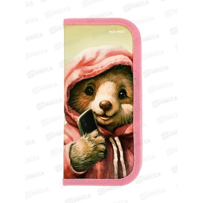 Пенал 1-секц ПП средний Мишка с телефоном, 190х90, ПН-1578  *40