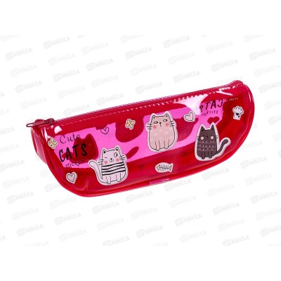 Пенал-косметичка ПП Очаровательные котики, ПН-4917, 210х75х55мм силикон *30