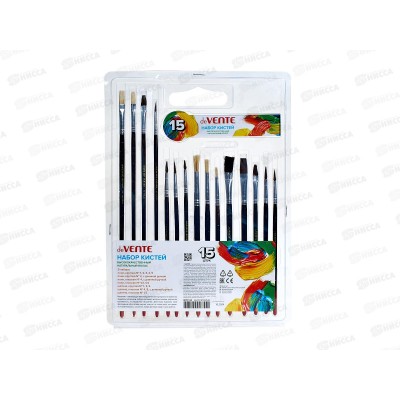 Кисти набор DeVente Art 15шт.пони круг, плоск. щетина 8072134 Кисти набор DeVente Art 15шт.пони круг, плоск. щетина 8072134