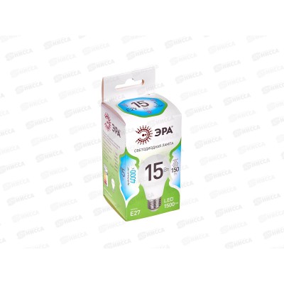 Лампа светодиодная ЭРА GREEN LINE LED 15Вт 4000К, A60-15W-840-E27 *10/100
