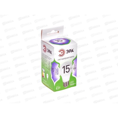 Лампа светодиодная ЭРА GREEN LINE LED 15Вт 6500К, A60-15W-865-E27 *10/100