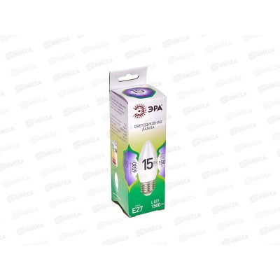 Лампа светодиодная ЭРА GREEN LINE LED 15Вт 6500К, B35-15W-865-E27 свеча *10/100