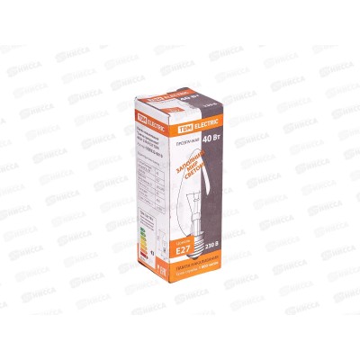 Электрическая лампочка 40 Вт TDM E27, свеча прозрачная, 0010 *100 Электрическая лампочка 40 Вт TDM E27, свеча прозрачная, 0010 *100