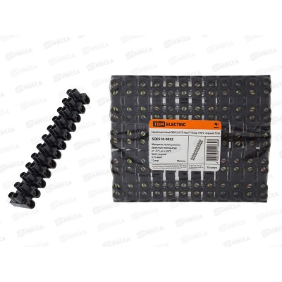 Зажим винтовой TDM ЗВИ-5 п/п 0,75-4кв.мм 12пар 100°C черный, инд.упаковка, 0051