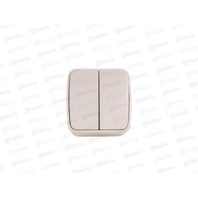 Выключатель открытая установка 2клавиши IP20 10А, сл.кость &quotДача&quot Народная, 0015 *10/100