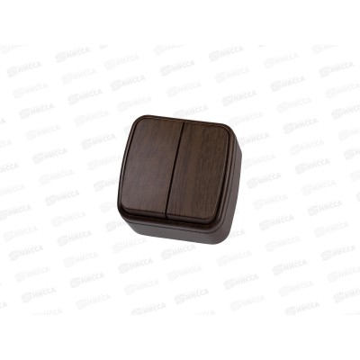 Выключатель 2-клавиши открытой установки IP20 10А, венге "Дача" Народная, 0042 *10/100 Выключатель 2-клавиши открытой установки IP20 10А, венге "Дача" Народная, 0042 *10/100