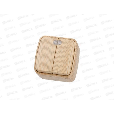 Выключатель 2-клавиши открытой установки с подсветкой IP20 10А, сосна &quotДача&quot Народная, 0054 *10/100