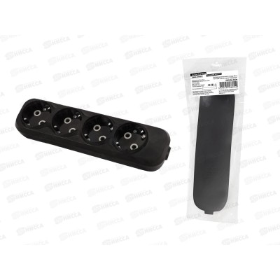 Колодка розеточная 4 гнезда 2П+3 16А 250В черная серии &quotНародная&quot К4-3, 0429 *100