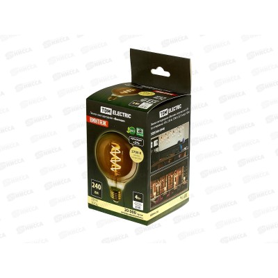 Лампа светодиодная "Винтаж" золотистая G95 (со спиралью), 4Вт *5/20 Лампа светодиодная "Винтаж" золотистая G95 (со спиралью), 4Вт *5/20