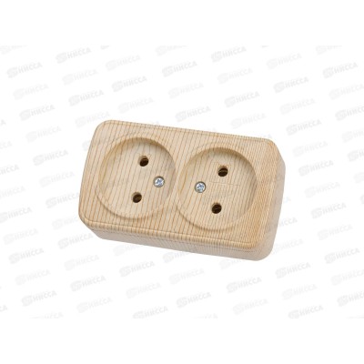 Розетка двойная 2П открытой установки IP20 10А, сосна "Дача" Народная, 0039 *10/100 Розетка двойная 2П открытой установки IP20 10А, сосна "Дача" Народная, 0039 *10/100