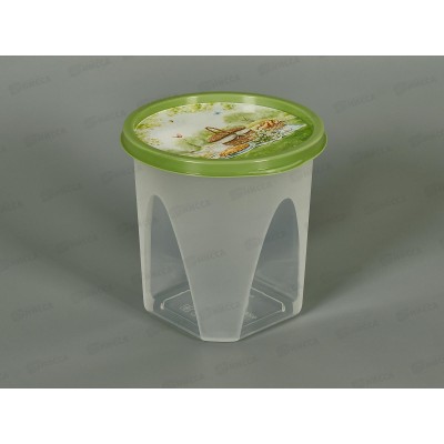 Контейнер д/прод. 0,6л с декором круглый Зеленый 222125918/08 *24