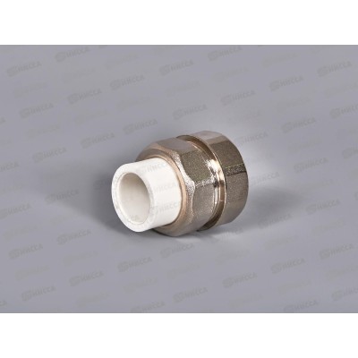 Муфта разъемная PP-R ЭКО 20*1" вн.резьба, белый, Jakko *20/100