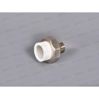 Муфта разъемная PP-R ЭКО 25*1/2" нар.резьба, белый, Jakko *30/150
