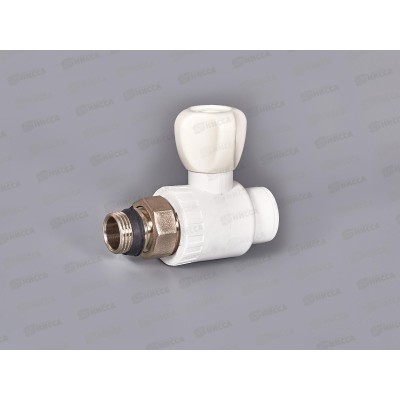 Клапан радиатора прямой (шаровый) PP-R 20x1/2" белый, Jakko *20/100 Клапан радиатора прямой (шаровый) PP-R 20x1/2" белый, Jakko *20/100