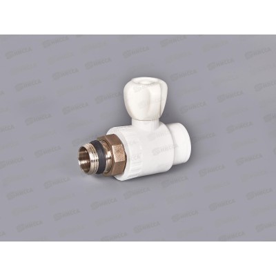 Клапан радиатора прямой (шаровый) PP-R 25x3/4&quot белый, Jakko *15/60