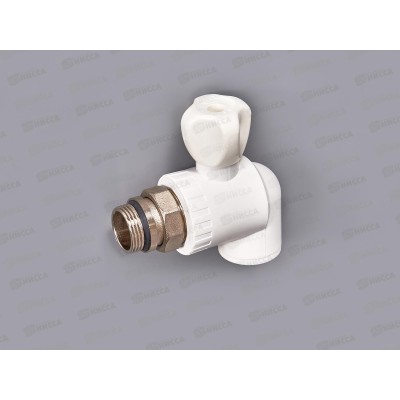 Клапан радиатора угловой (шаровый) PP-R 25x3/4&quot белый, Jakko *15/60