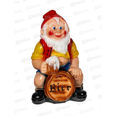 Фигура садовая из гипса &quotГном на бочке&quot (800*450мм) арт.228