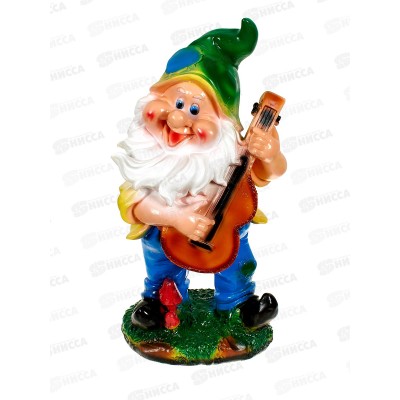 Фигура садовая из гипса &quotГном с гитарой&quot (510*260мм) арт.422