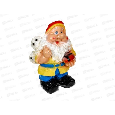 Фигура садовая из гипса "Гном с мячом" (360*250мм) арт.180 Фигура садовая из гипса "Гном с мячом" (360*250мм) арт.180