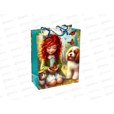 Пакет подарочный MI 18х23х8см Девочка с бабочкой, ПКП-0342  *12