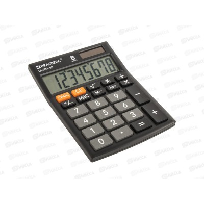 Калькулятор BRAU 8разряд.,компакт.черный.,250507 *200