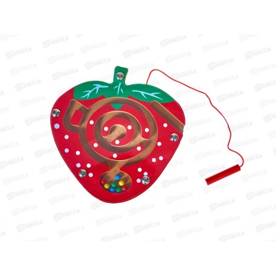 Деревянная игрушка. Лабиринт с шариками Клубника (14,5х14,5см) AN02786