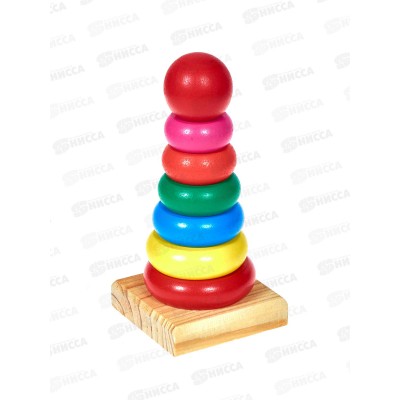 Деревянная игрушка. Пирамидка средняя (6,2х13,5см), ИД-8987