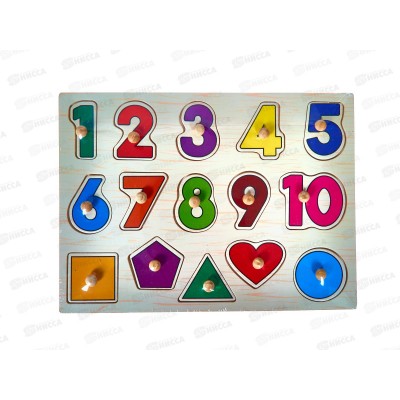 Деревянная рамка-вкладыш. Цифры и формы, AN02735 (30х22см)