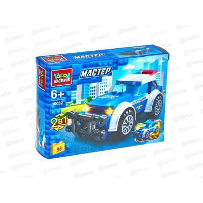 Конструктор "ГОРОД МАСТ" Полицейская машина 2в1, 98дет, 30082-JS Конструктор "ГОРОД МАСТ" Полицейская машина 2в1, 98дет, 30082-JS