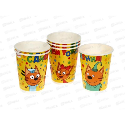 Стаканы бумажные, 6шт, Три кота, СР-84270-3С Стаканы бумажные, 6шт, Три кота, СР-84270-3С
