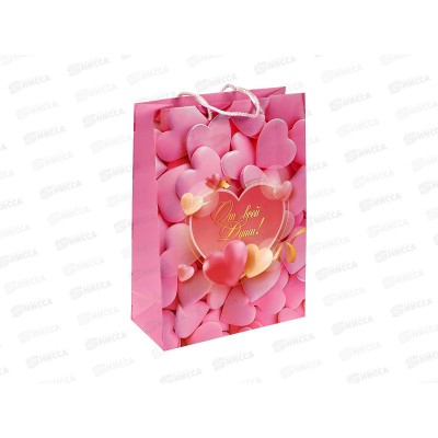 Пакет подарочный 22х31х10см ml Матовый Сердца, PML-123160-HRT  *12
