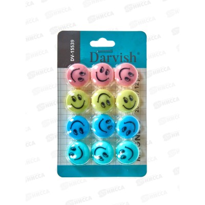 Магниты Darvish Cмайлики d=2cм 12шт,  DV-15539 *20 Магниты Darvish Cмайлики d=2cм 12шт,  DV-15539 *20