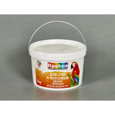 Краска в/э Крокса для стен и потолков белая акрил КР-40 3,0кг *1/8