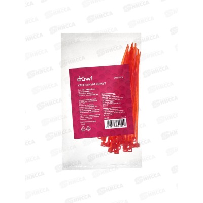 Хомут кабельный нейлоновый Diwi 100*2,5мм 25шт красный 30220 Хомут кабельный нейлоновый Diwi 100*2,5мм 25шт красный 30220