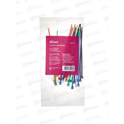 Хомут кабельный нейлоновый Diwi 100*2,5мм 25шт разноцветные 30223