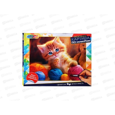 Холст по номерам 40*50см Котёнок и клубки, CANV40X50-117547